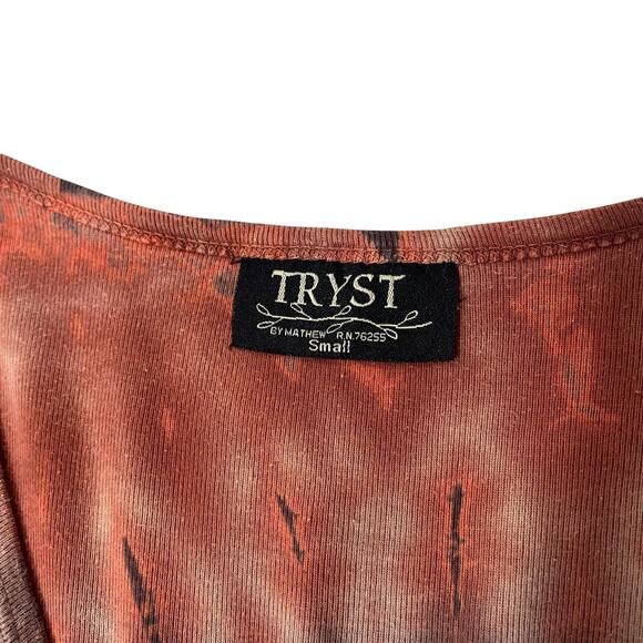 VTG Y2k 90's TRYST Cute Tie Die Green/Brown/Pink Top - Picture 8 of 9